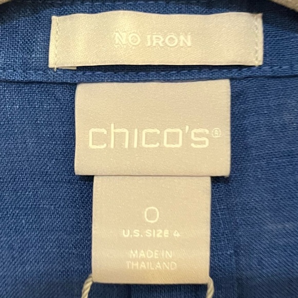 NEW Chico’s linen button down royal blue shirt top. Size 4 = Chicos size 0. NWT - Picture 4 of 9